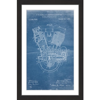 Marmont Hill - 'Engine 1914 Blueprint' by Steve King Framed Painting Print