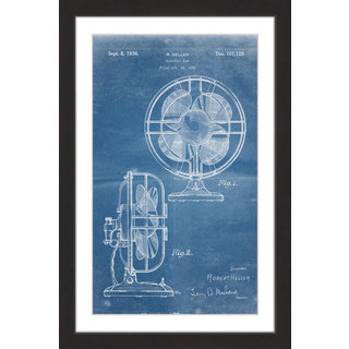 Marmont Hill - 'Electric Fan 1935 Blueprint' by Steve King Framed Painting Print