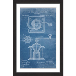 Marmont Hill - 'Coffee Mill 1885 Blueprint' by Steve King Framed Painting Print