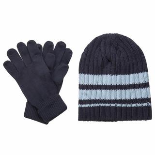 Isotoner Men's Ribbed Knit Hat and Gloves Gift Box Set