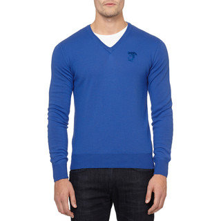 Versace Collection Blue Medusa Wool Sweater