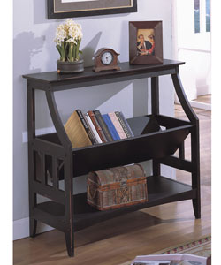 Antique Black Three-shelf Solid Wood Bookshelf