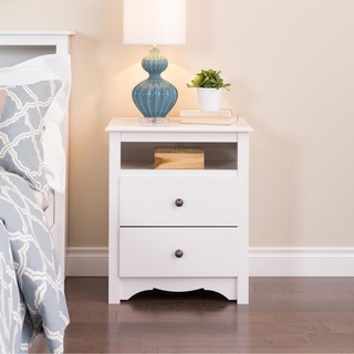 Winslow White 2-drawer and Open Cubbie Nightstand