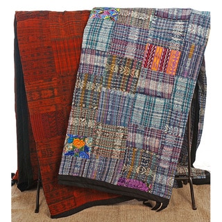 Handmade Blue or Rust Guatemalan Patchwork Quilt (Guatemala)