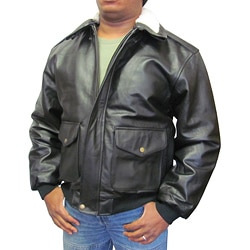 Amerileather Men's Black Leather Bomber Jacket