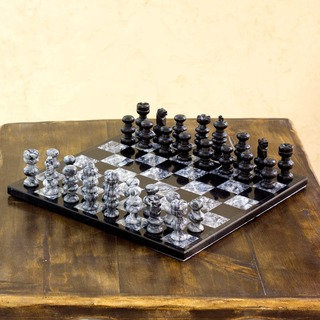 'Check in Gray' Onyx and Marble Chess Set (Mexico)