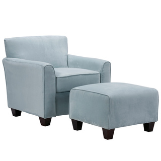 Portfolio Park Avenue Sky Blue Hand-tied Accent Chair and Ottoman