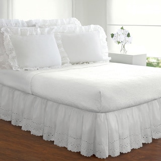Fresh Ideas Lauren Heirloom Ruffled Eyelet White 14-inch Bedskirt
