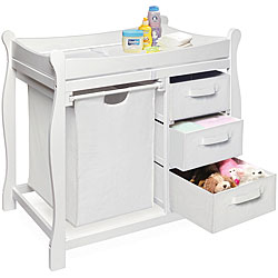White Changing Table with Hamper and Three Baskets