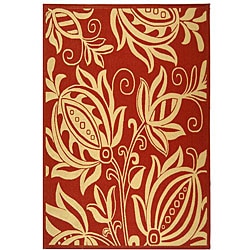Safavieh Indoor/ Outdoor Andros Red/ Natural Rug (5'3 x 7'7)