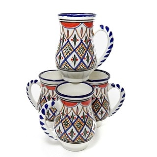 Set of 4 Tabarka Design Large Coffee Mugs (Tunisia)