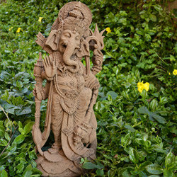 Resin 20-inch Standing Ganesha Garden Accent (Indonesia)