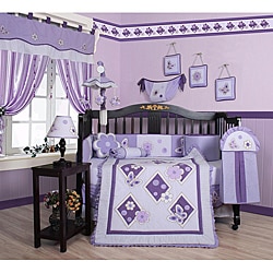 Geenny Lavender Butterfly 13-piece Crib Bedding Set