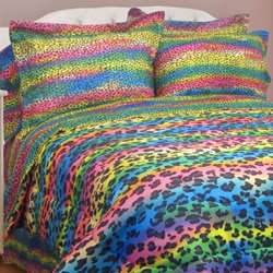 Street Revival Rainbow Leopard Full-size 7-Piece Bed in a Bag with Sheet Set