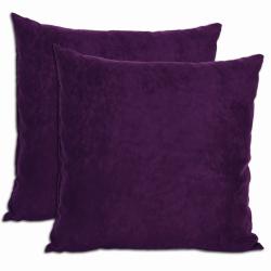 Purple Microsuede Feather and Down Filled Throw Pillows (Set of 2)