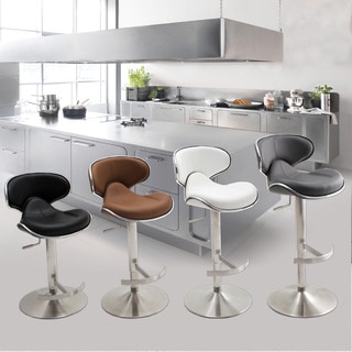 Ecco Brushed Stainless Steel Adjustable Height Swivel Bar Stool