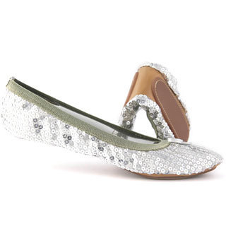 Fit In Clouds Silver Sequin Fold-able Flats