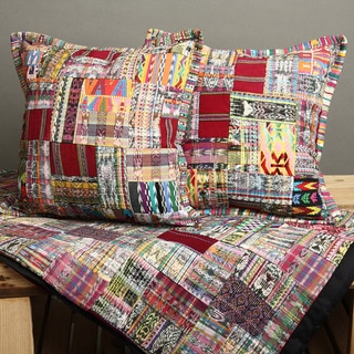 Rose and Mixed Pastel Patchwork Quilt and Pillow Cover Set (Guatemala)
