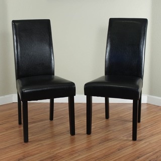 Villa Faux Leather Black Dining Chairs (Set of 2)