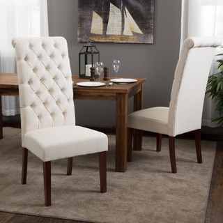 Christopher Knight Home Tall Natural Tufted Fabric Dining Chair (Set of 2)