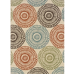 Ivory/ Blue Outdoor Area Rug (7'10 x 10'10)