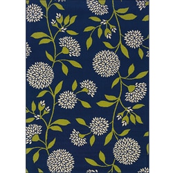 Blue/Green Floral Outdoor Area Rug (3'10 x 5'6)