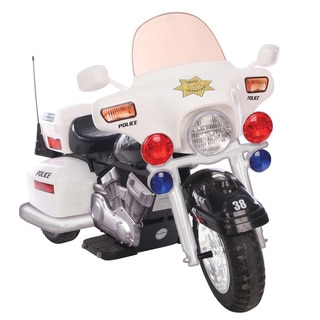 One-seater White 12V Police Patrol Motorcycle Ride-on