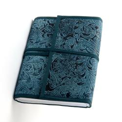 100-page Indigo-blue Engraved Cruelty-free Leather Journal (India)