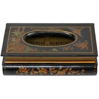 Oriental Home Wooden Tissue Box with Black Lacquer Finish (China)