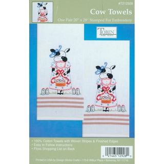 Stamped Kitchen Towels For Embroidery-Cow