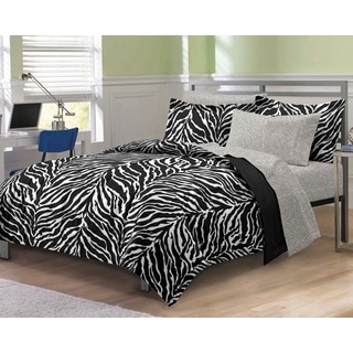 Zebra Black/White 7-piece Bed-in-a-Bag with Sheet Set