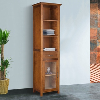 Chamberlain Oak-Finish Linen Tower Storage Cabinet by Elegant Home Fashions