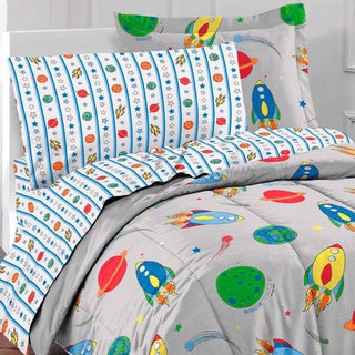 Space Rocket Twin-size 5-piece Bed in a Bag with Sheet Set