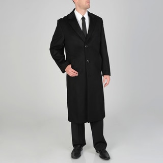 Pronto Moda Men's 'Harvard' Black Wool-cashmere Full-length Coat