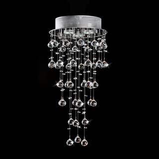 Floating Crystals and Chrome Flush-mount Chandelier