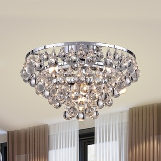 Tranquil Crystal Bubble and Chrome Flush-mount Chandelier