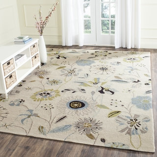 Safavieh Four Seasons Stain Resistant Hand-Hooked Ivory/Blue Floral Rug (5' x 8')