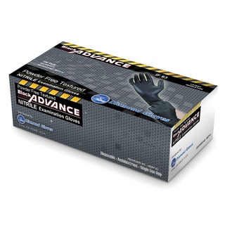 Black Advance Nitrile Examination Powder Free Heavy Duty 6.3 mil Gloves by Diamond Gloves (Pack of 10)