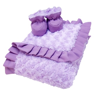Trend Lab Lilac and Plum Swirl Velour Luxe Blanket and Booties Gift Set