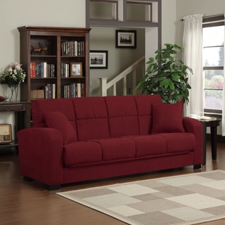 Portfolio Turco Convert-a-Couch Crimson Red Microfiber Futon Sofa Sleeper