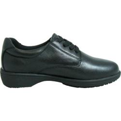 Women's Genuine Grip Footwear Slip-Resistant Oxford Casual Black Soft Full Grain Leather