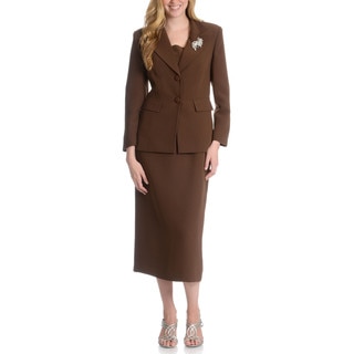 Giovanna Signature Women's Washable 2-button Mock 3-piece Skirt Suit