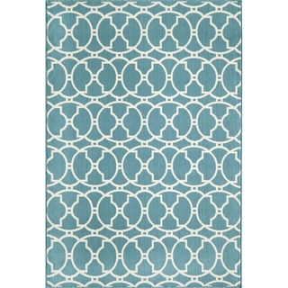 Moroccan Tile Blue Indoor/ Outdoor Rug (1'8 x 3'7)