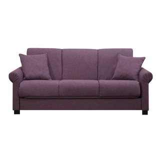 Portfolio Rio Convert-a-Couch Amethyst Purple Linen Futon Sofa Sleeper