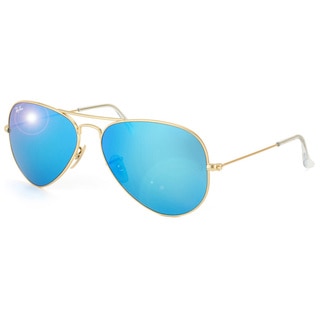 Ray-Ban 'RB3025' Unisex Matte Gold/ Blue Metal Aviator Sunglasses