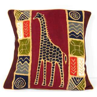 Handmade Giraffe Design Batik Cushion Cover (Zimbabwe)