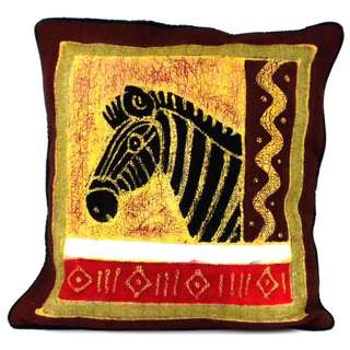 Handmade Zebra Design Batik Cushion Cover (Zimbabwe)