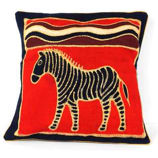 Handmade Standing Zebra Batik Cushion Cover (Zimbabwe)