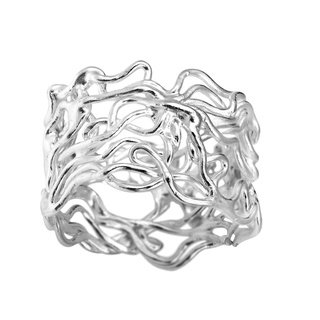 Modern Wire Mesh Twist Band Sterling Silver Ring (Thailand)