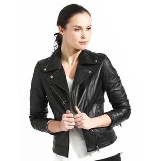 Women's Slim Fit Black Full-grain Leather Biker Jacket